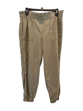 Loft army green pull-on high waist pants with elastic ankles - M